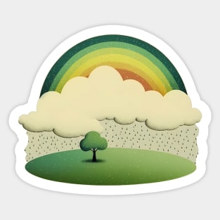 Groovy Green Retro Rainbow Sticker